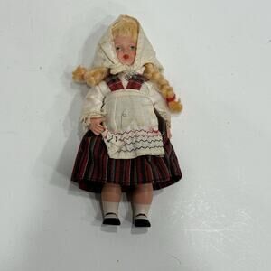 Minerva German Doll Vintage Celluloid Helmet Mark 15/15.5 6" Jointed Germany